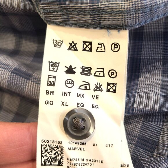 BOSS Hugo Boss Slim Fit Button-Down Shirt – Men’s XL – Blue Plaid – Two Chest Po - Picture 12 of 13